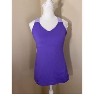 Lululemon Push Your Limits Power Purple Micro Stripe Athletic Tank Top 6